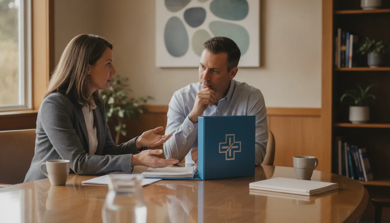 Benefits advisor meeting with an HR manager at a Washington business